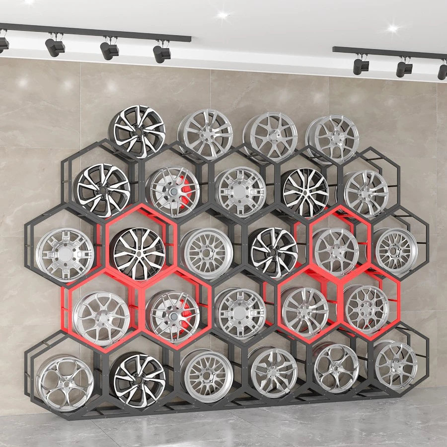 蜂窝形轮毂轮胎展示架六边形轮毂架汽车4S店小汽车轮毂轮胎展示架