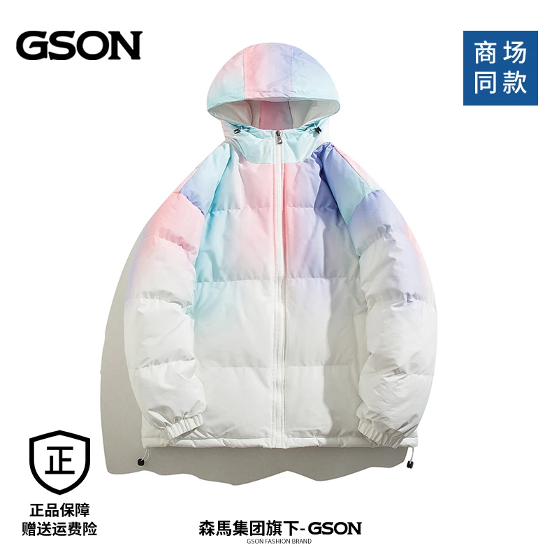 GSON2025新款加厚冬季新款渐变棉服外套港风男女宽松情侣休闲棉衣