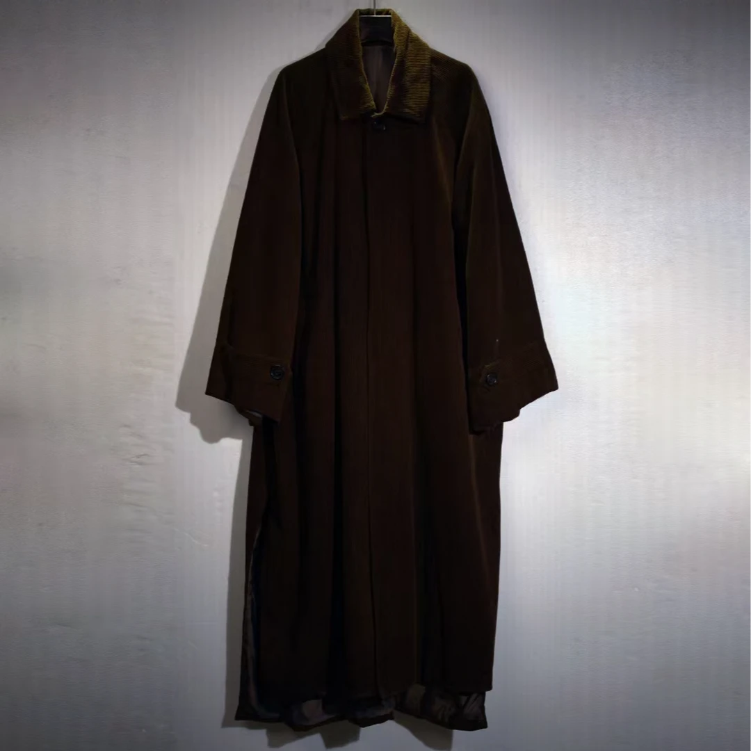 灯芯绒气质棕色风衣