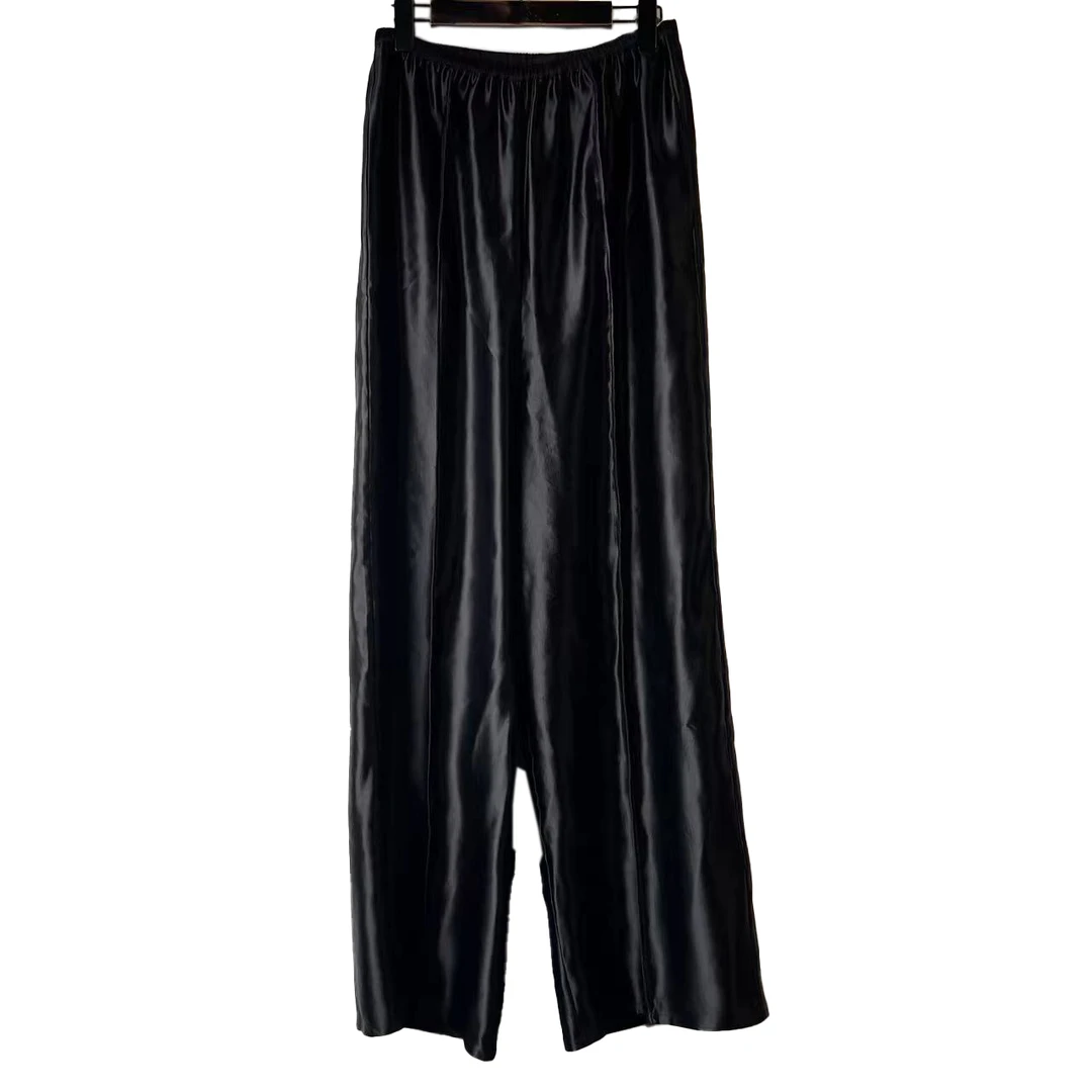 40MM重磅丝麻缎阔腿长裤PA024