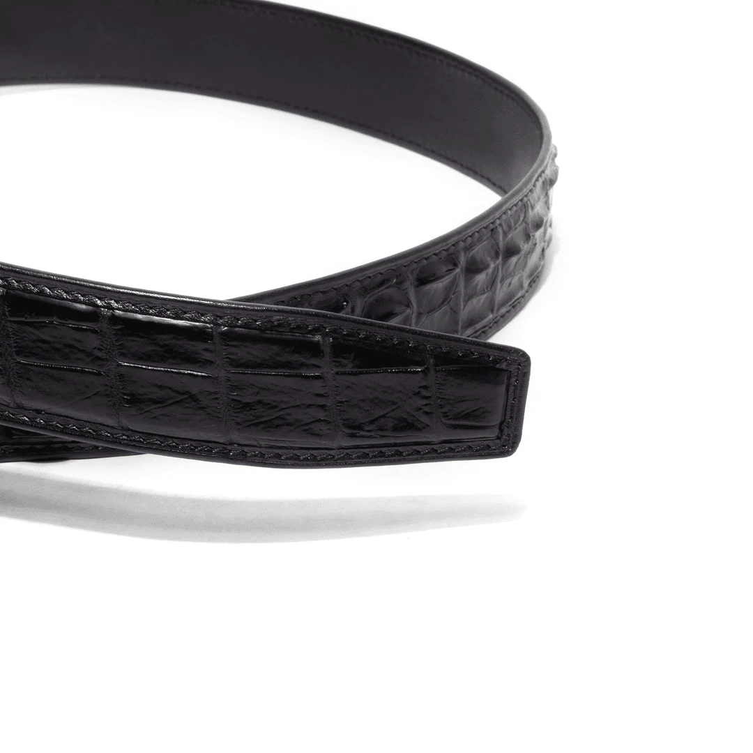 高档鳄鱼皮带脊背皮商务男士手工定制皮带