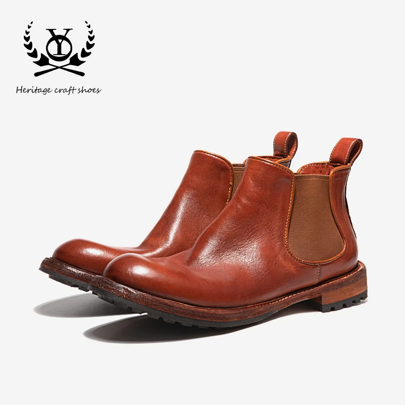 YO-B1213马皮靴男男士切尔西靴尖头商务正装皮鞋复古英伦风马丁靴