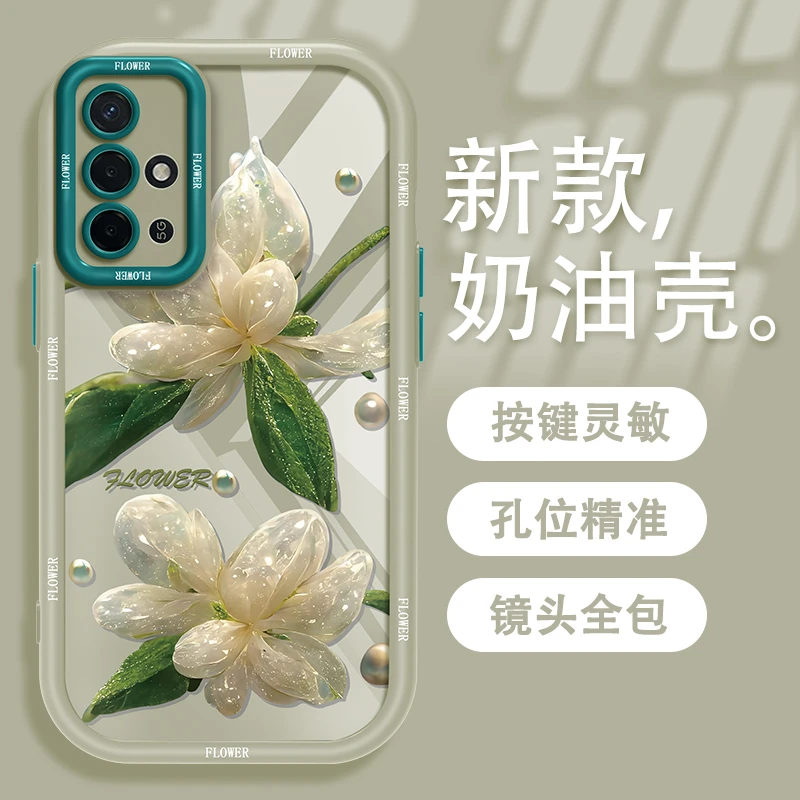 适用于OPPO A93镂空玻璃花手机壳全包奶油硅胶软壳网红女款防摔