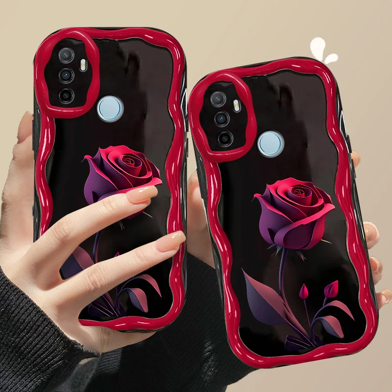 OPPOA32玫瑰花奶油波浪纹手机壳全包外壳网红硅胶保护套