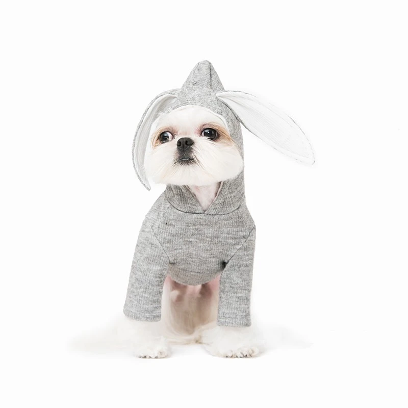 sniff宠物狗狗猫咪秋冬可爱兔耳兜帽针织打底法斗泰迪比熊卫衣服