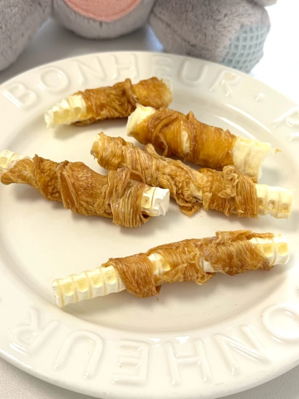 汪财家·鸡肉缠鲨鱼骨｜纯手工宠物零食｜鸡胸肉鲨鱼骨｜无添加无防腐