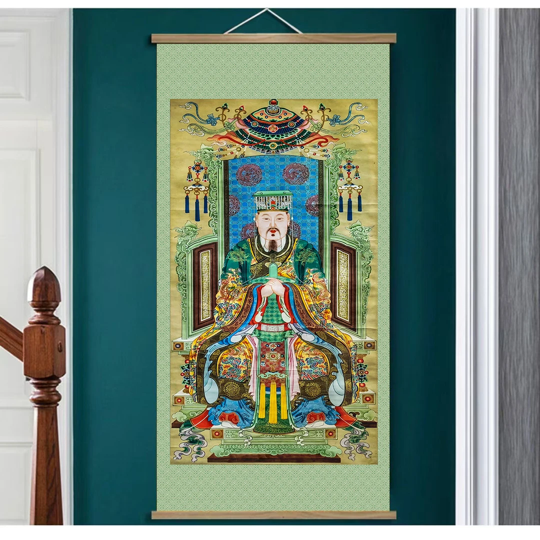 昊天 玉皇大帝新中式入户进门玄关装饰画过道头挂画
