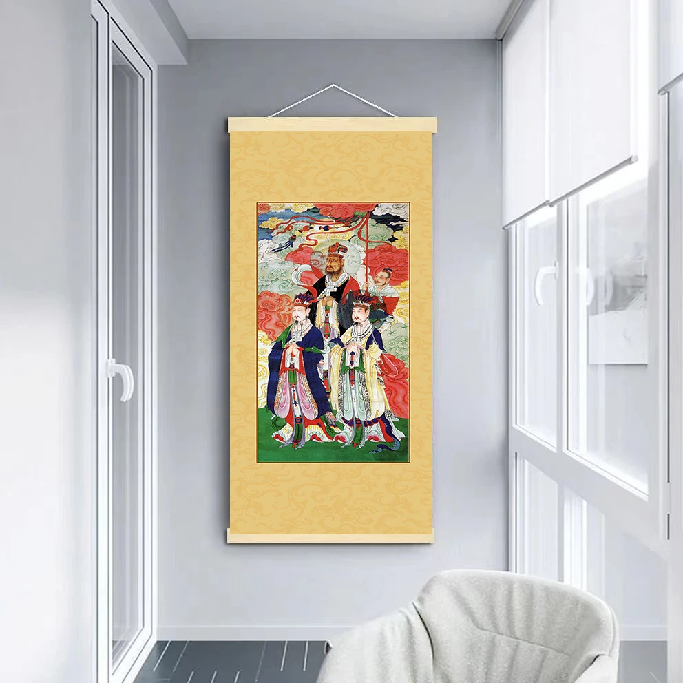 老图三官大帝像挂画玄关入户门