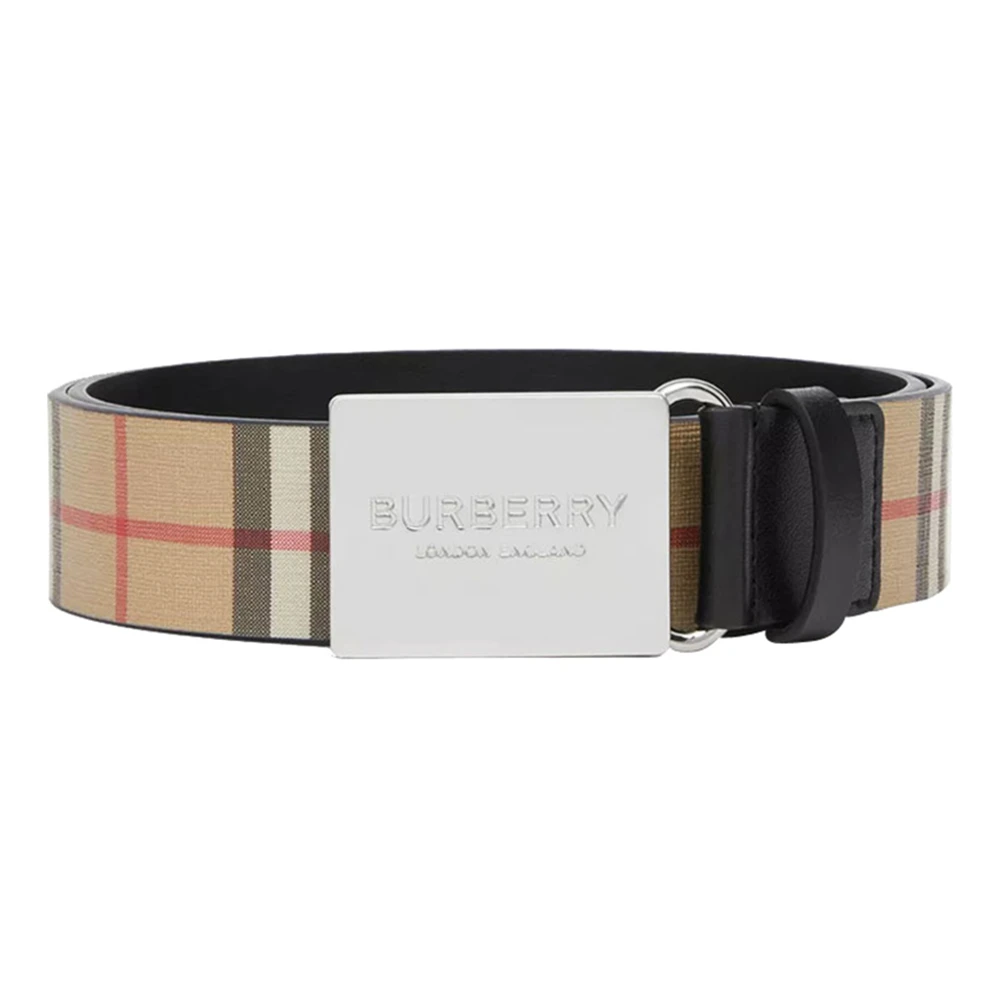 BURBERRY/博柏利 男士卡其色复古格纹搭扣板扣腰带 8015612-A7026