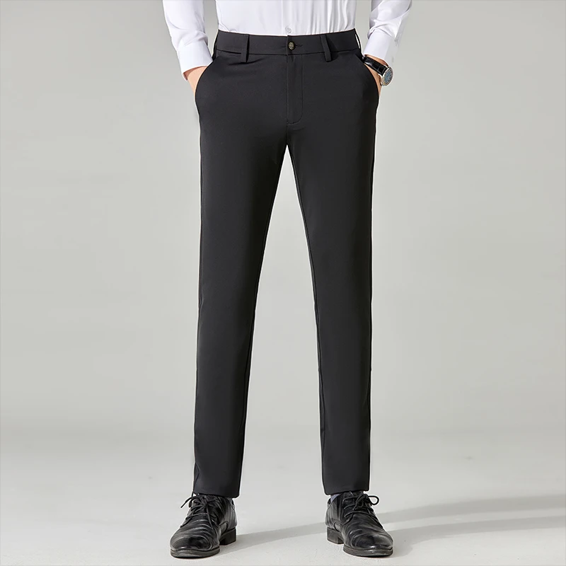 【春夏纯黑色】商务长裤休闲裤男士薄款修身薄款夏季百搭纯色透气