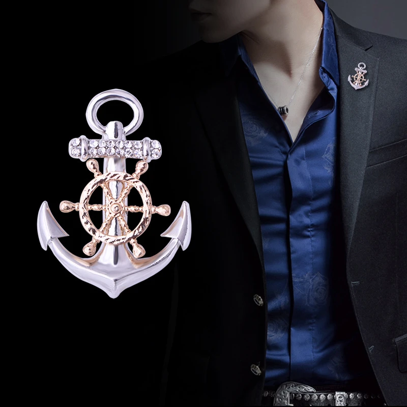 时尚船锚船舵胸针海军院校服徽章潮学院风经典法式高档别针配饰