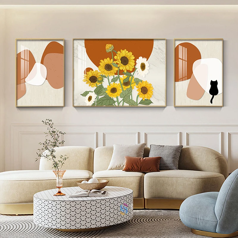 21现代简约客厅装饰画家居饰品沙发背景墙壁画晶瓷北欧轻奢三联