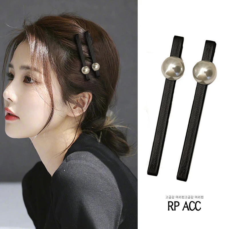 简约ins丝绒发夹百搭黑色侧边一字夹气质刘海夹高级感