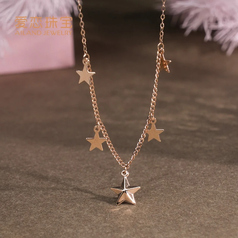 【梵星】爱恋珠宝18K玫瑰金色五角星星项链