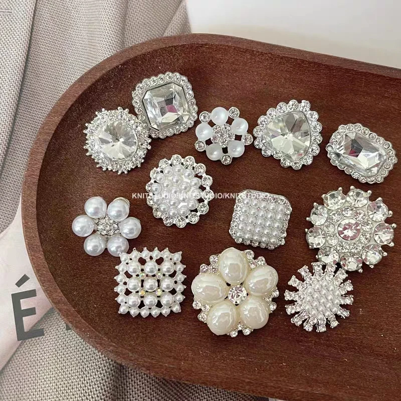 511号金属小香风高档衬衫纽扣高端精致女上衣圆形珍珠水钻扣