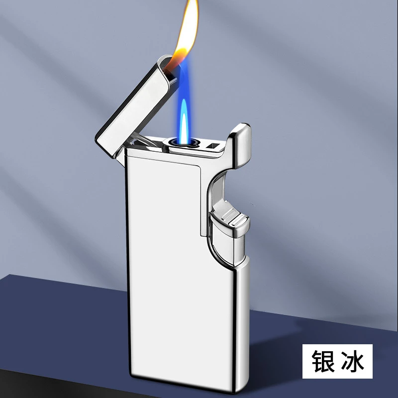 银冰双火直喷转明火二合一两用花式打火机创意打火机高档多功能
