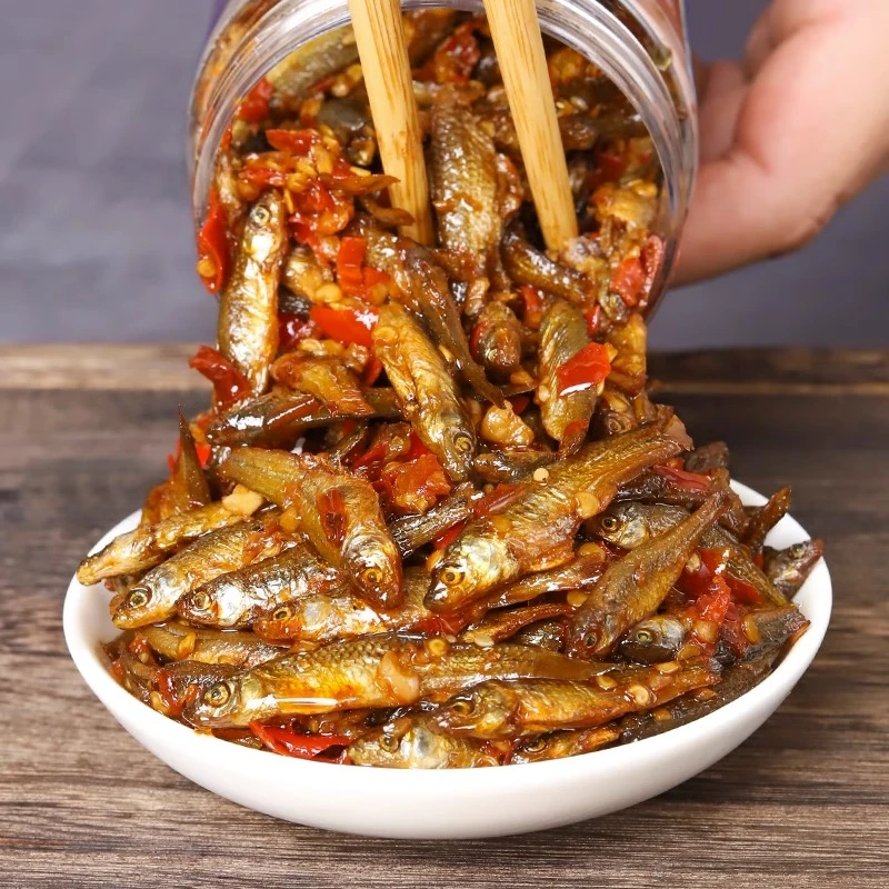 香辣味柴火鱼下饭菜湖南小吃小鱼仔湖南特产下饭菜剁椒辣酱小鱼