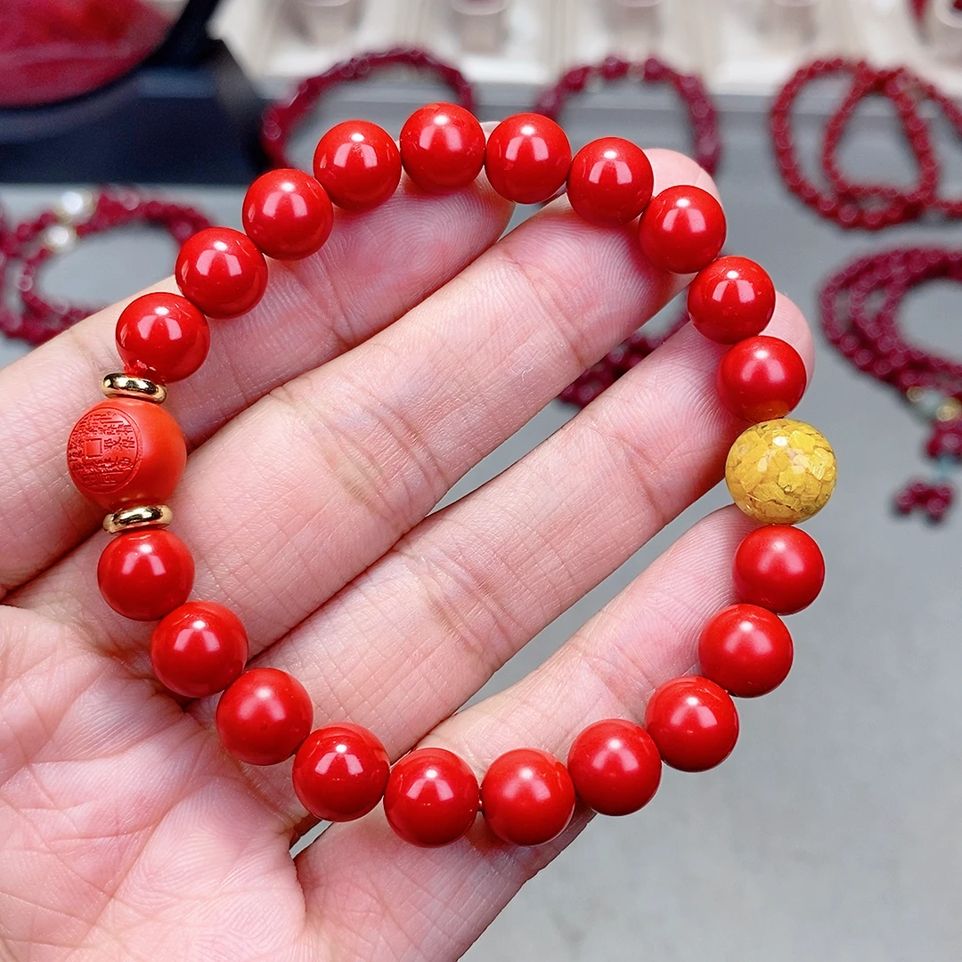 含辰砂工艺品#295帝王砂山鬼花钱手串