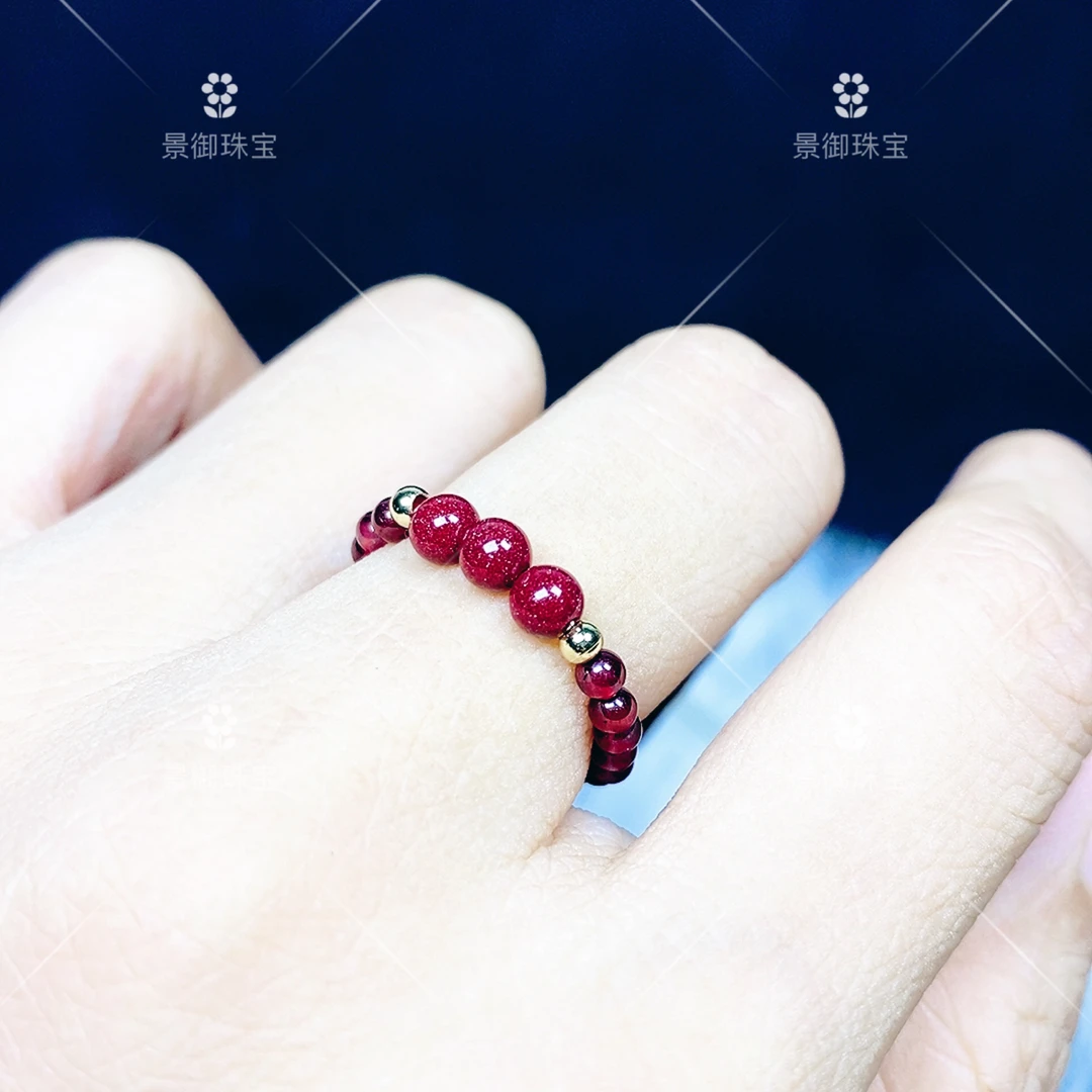 含辰砂工艺品紫金砂小米粒三生三世戒指编织戒圈女戒精致