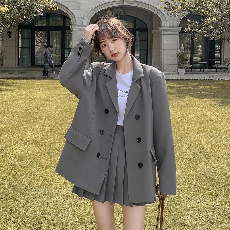 小西装套装裙百褶裙休闲半身裙JK西服设计感小众2025春新款英伦风