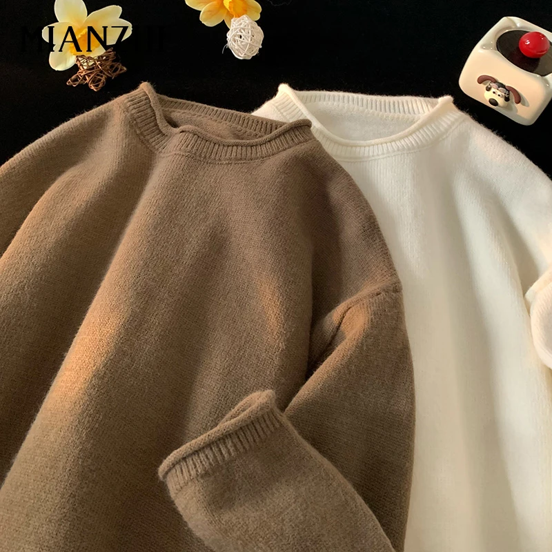 棉致简约休闲毛衣男女情侣套头针织冬季保暖慵懒风打底衫潮流百搭