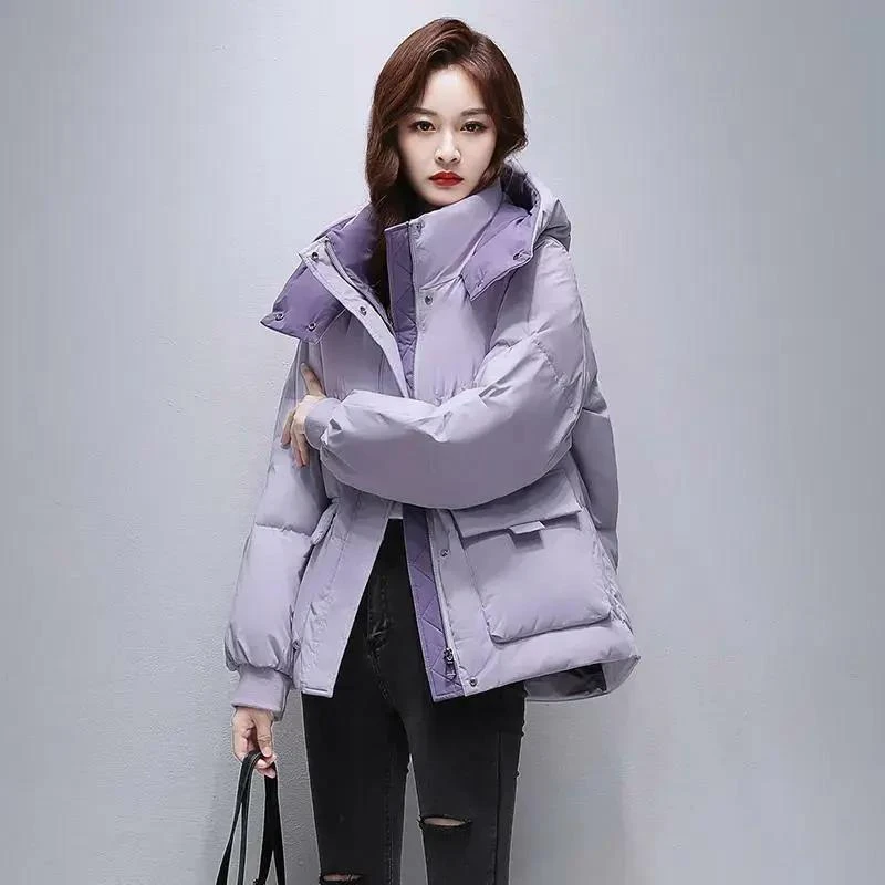 新款羽绒服2023年冬季新款羽绒棉服女小个子短款连帽气质时尚工