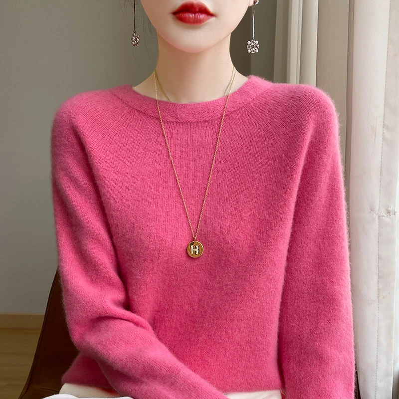 【一线成衣天衣无缝】秋冬新款七针加厚圆领针织打底衫短款