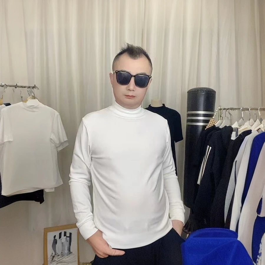 kuku秋冬季半高领长袖t恤加厚一体绒打底衫新款纯棉上衣