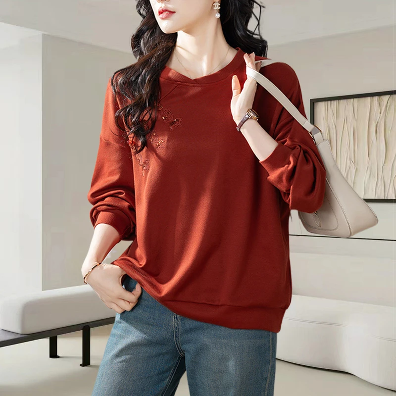 新中式大码卫衣女装2025新款内搭设计感时尚减龄国风打底衫上衣秋