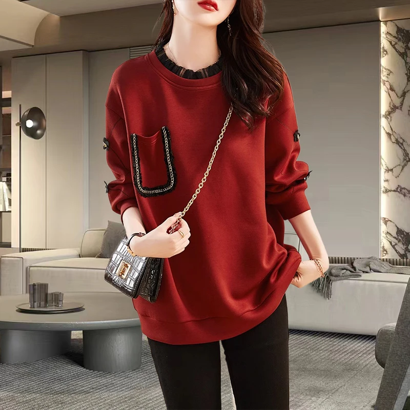 时尚女士卫衣2025秋冬季新款大码宽松休闲显瘦气质简约高级感上衣