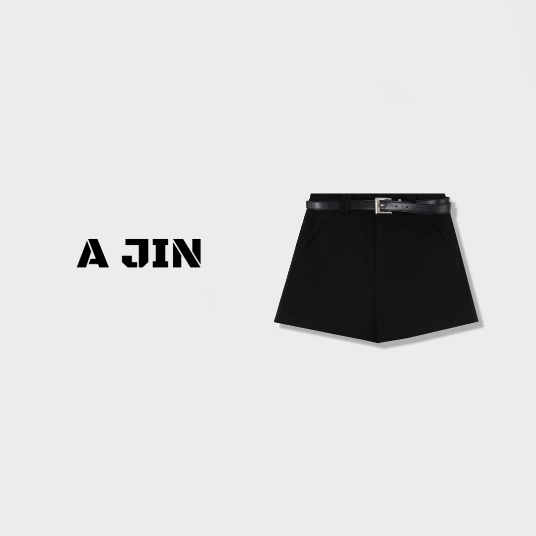 【精英佳人】黑色呢料短裤秋冬打底靴裤时尚高腰宽松休闲加厚短裤