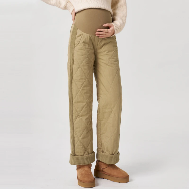 ELLIE&LUKE孕妇裤秋冬款外穿加绒加厚棉裤阔腿保暖长裤子