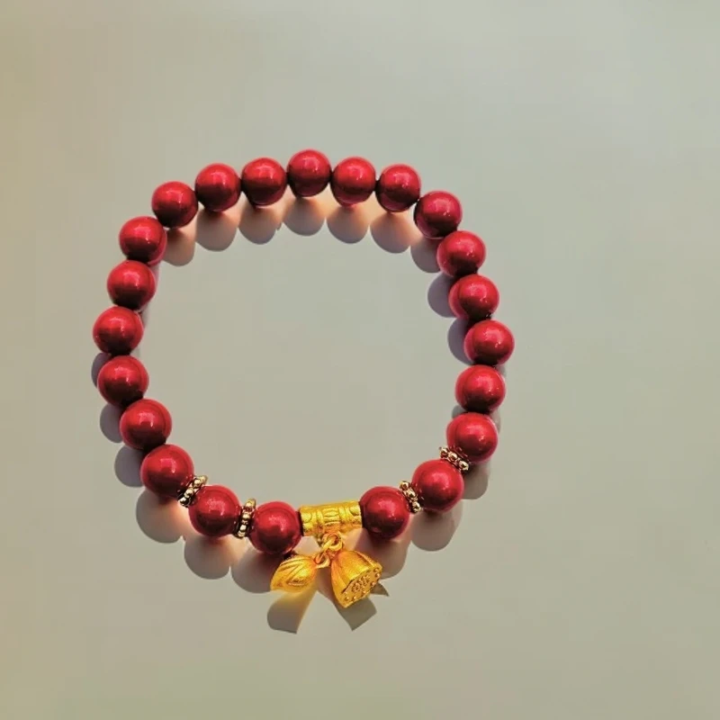 含辰砂工艺品【为民珠宝】BS25914合金镶嵌含辰砂朱砂两世欢手串