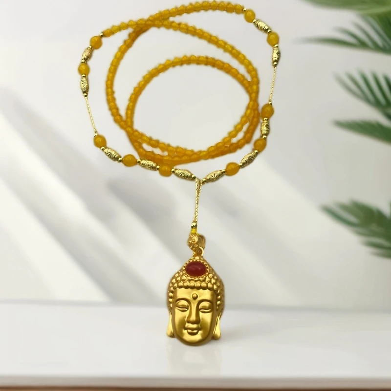 （张总甄选）（附证书+精美礼盒）合金镶嵌红玉髓佛头吊坠(BD07981)