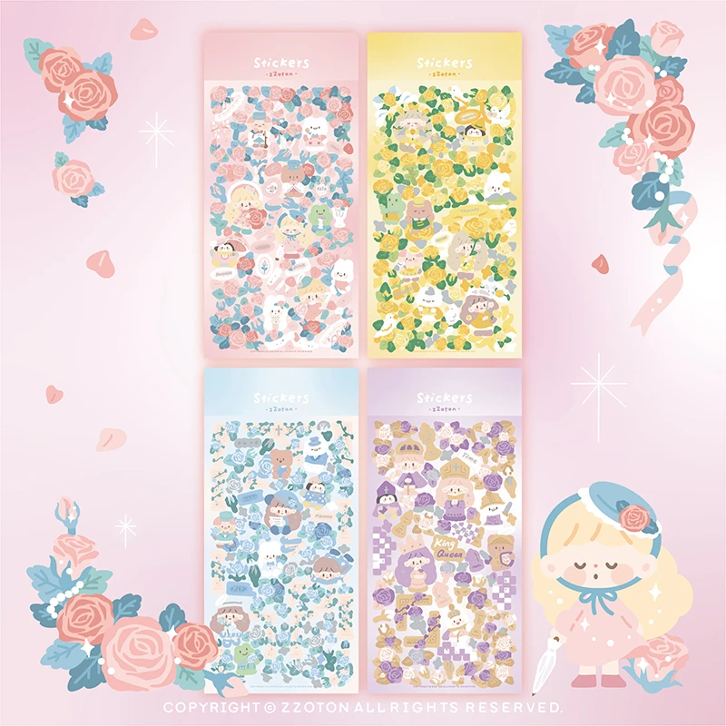 卓大王玫瑰装饰贴纸阿卓咕卡可爱咕咔手帐手账韩系DIY咕卡贴纸