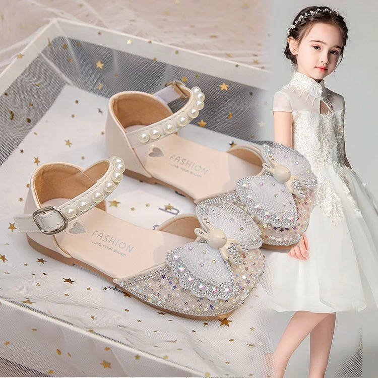 女童时尚公主凉鞋水钻蝴蝶软底防滑宝宝鞋2024夏季新款洋气小女孩