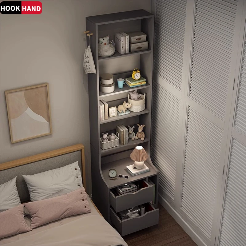 床头柜简约现代卧室加高多功能床边柜子书架一体小储物简易置物架