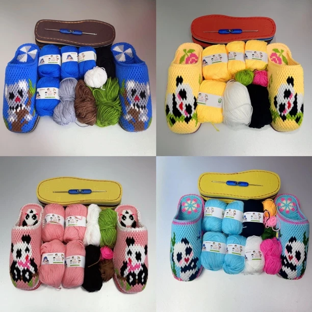 DIY手工拖鞋材料【线+鞋底+钩针+图纸】无视频教程