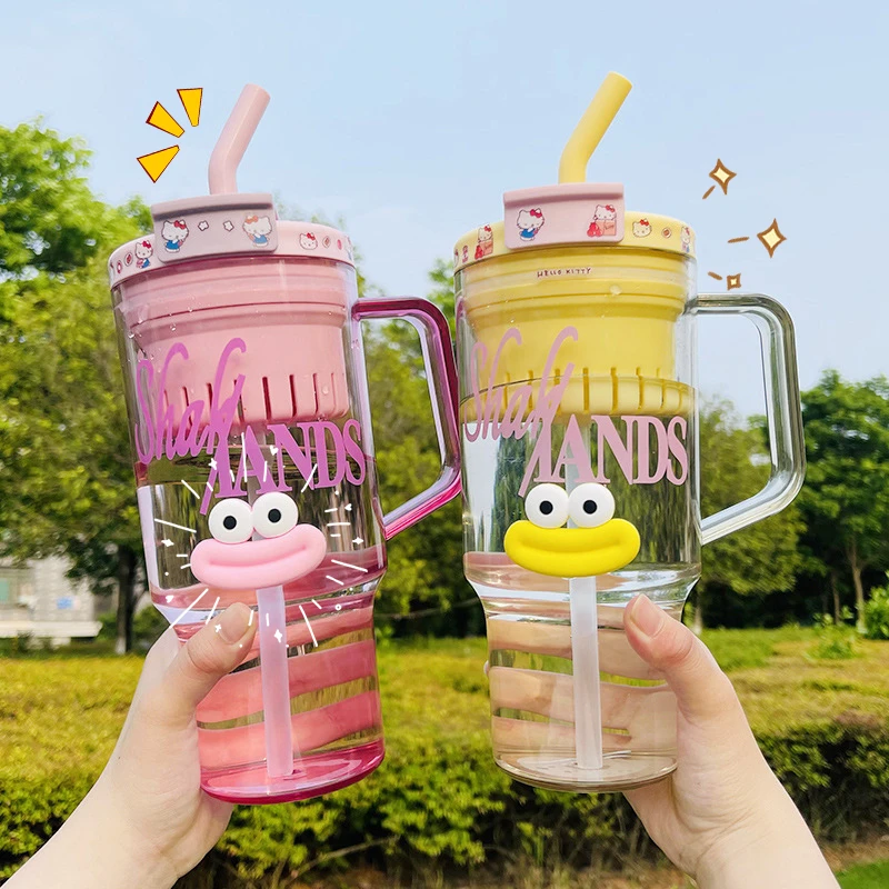 双饮冰霸吸管杯夏季大容量茶水分离水壶高颜值杯子学生便携喝水杯