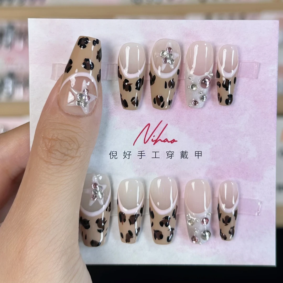 Nihao家黑皮豹纹纯手工穿戴甲【no退no换】