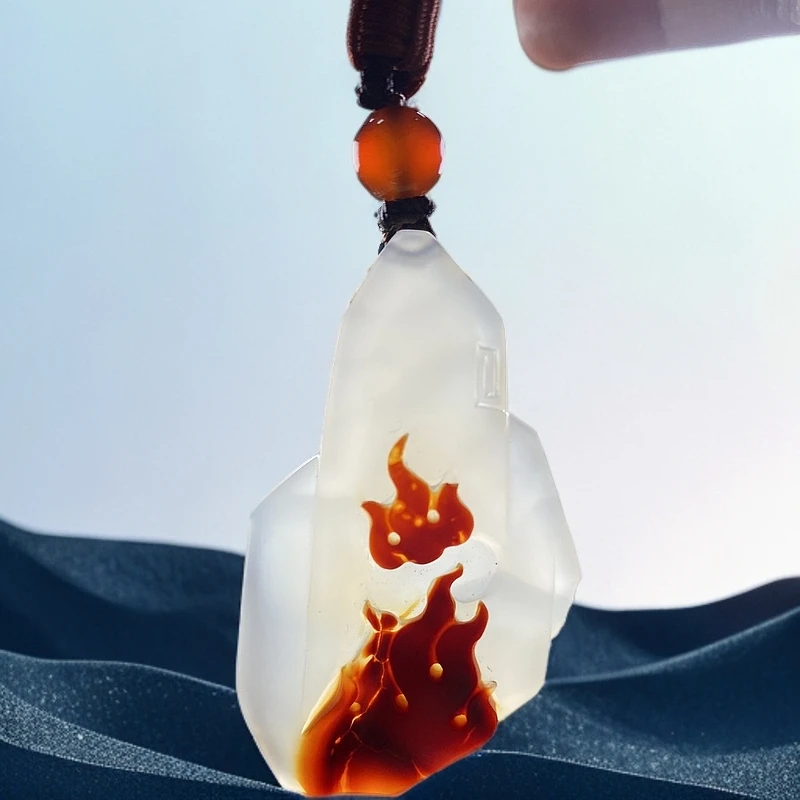 逊克北红玛瑙火焰精品吊坠