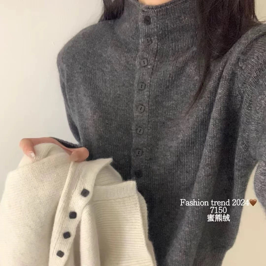 【yo小扣子】新款韩系设计感提花针织开衫毛衣毛衣开衫毛衣开衫