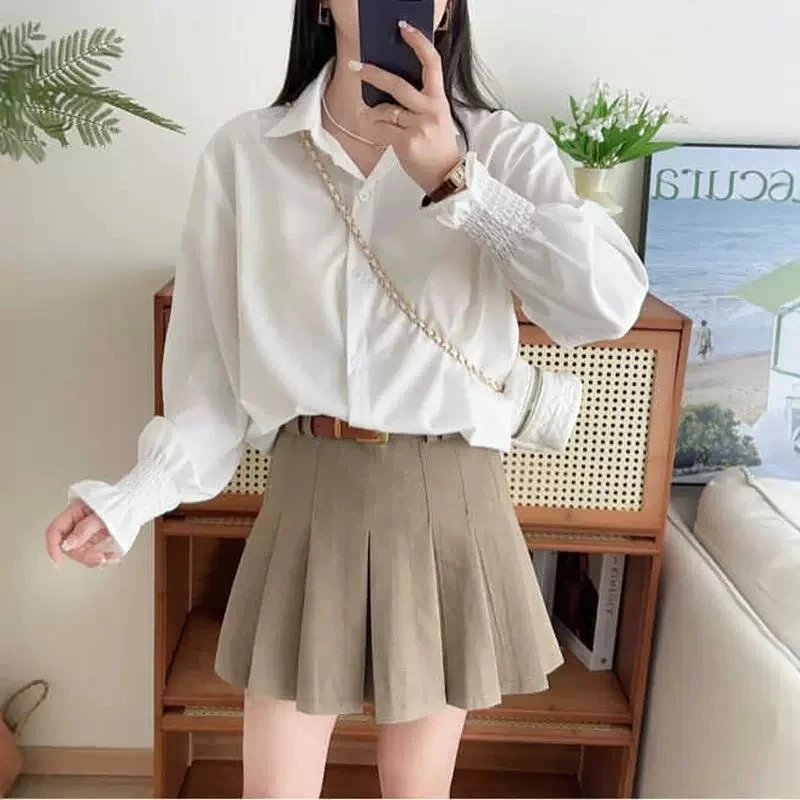 新款港风高级设计感小众小清新女衬衣长袖春装独特别致穿搭422