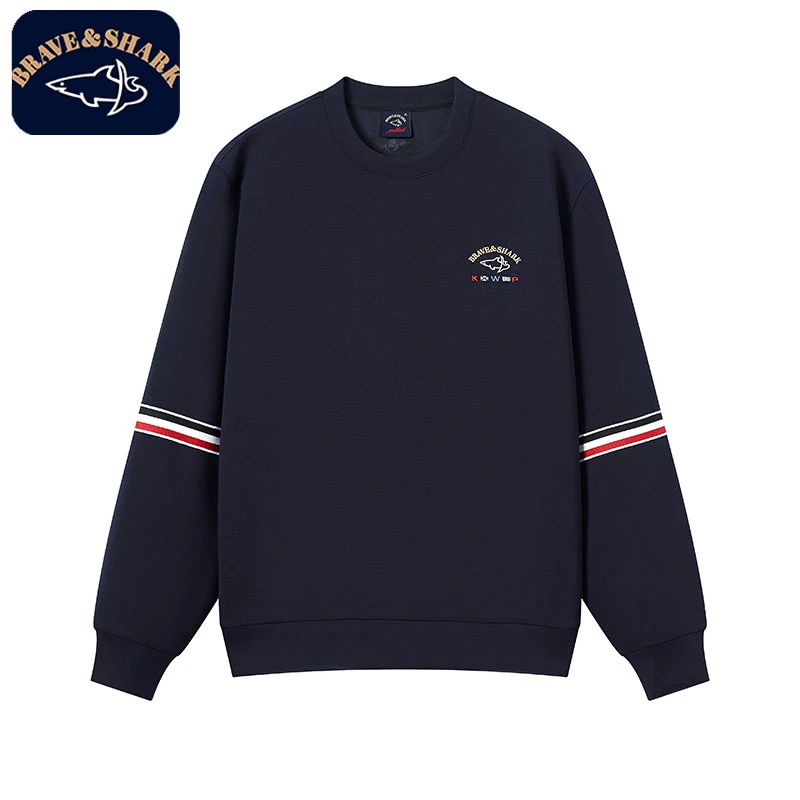 【官方正品】BRAVE&SHARK/鲨鱼卫衣男圆领时尚潮流休闲轻奢打底衫
