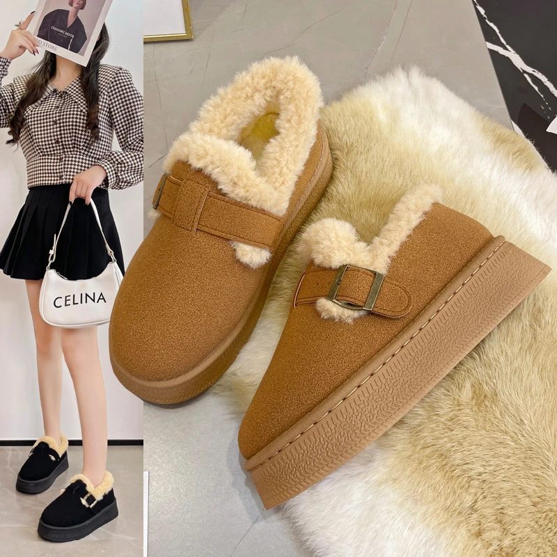 【月月专属】厚底保暖雪地靴冬季毛毛鞋外穿中跟加绒棉鞋低帮靴子