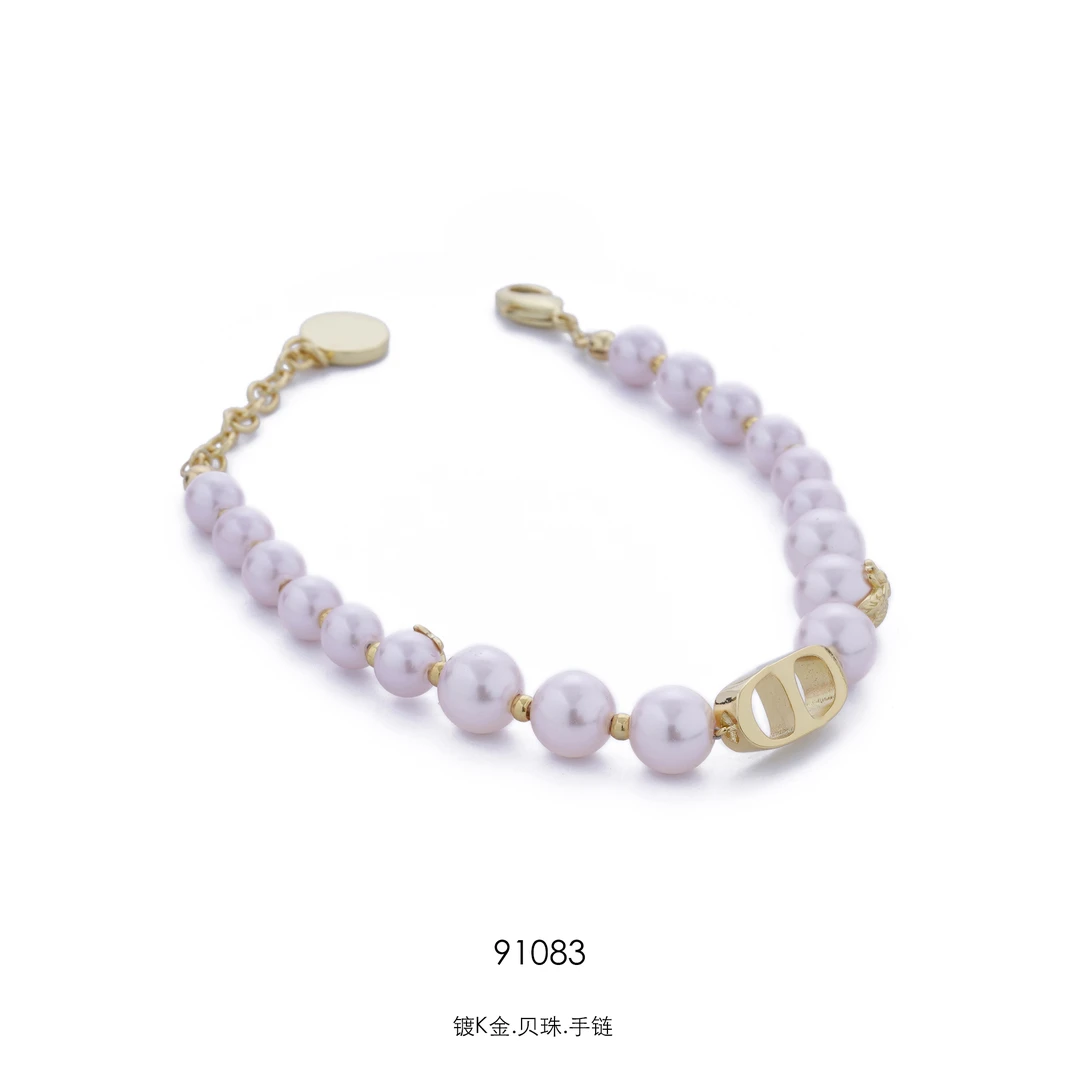 铜合金仿珍珠手链 91083时尚气质百搭粉色经典轻奢款手链