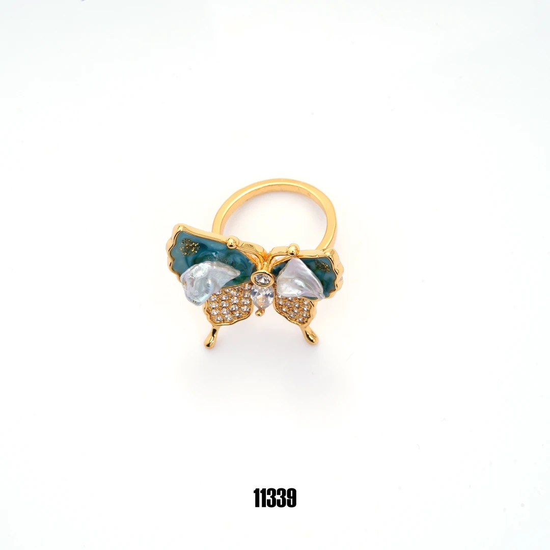 铜合金合成锆石戒指 11339气质轻奢时尚简约小众复古款戒指