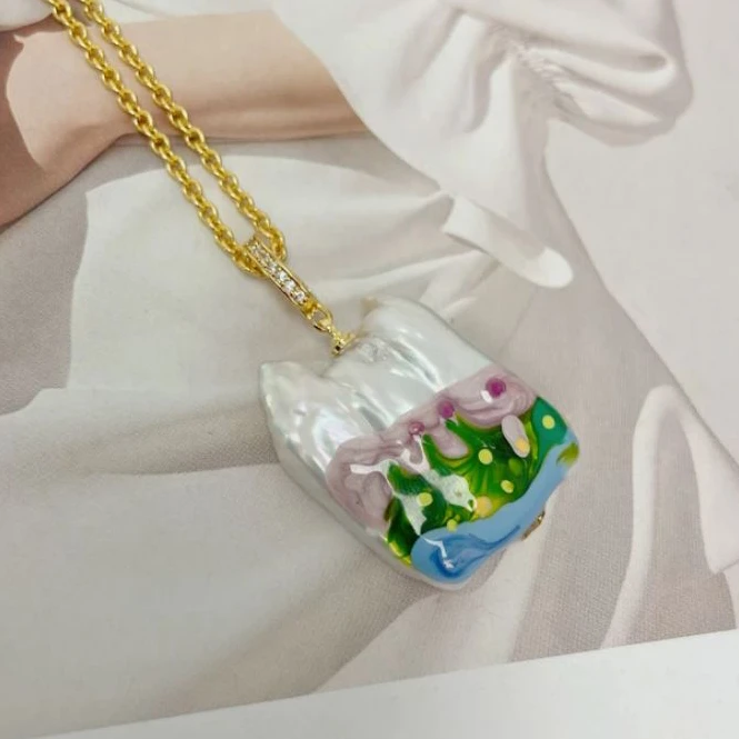 铜合金项链 《货号7566+》复古油画异性珠项链