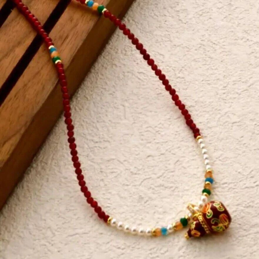 铜合金项链 《货号8575》时尚民族风红色葫芦毛衣项链（链长62+6）