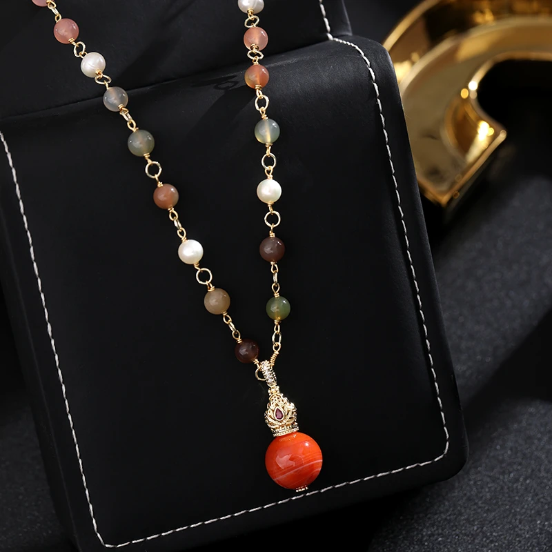 铜合金项链 《货号7421》时尚百搭甜美彩色项链（链长：63+5cm）